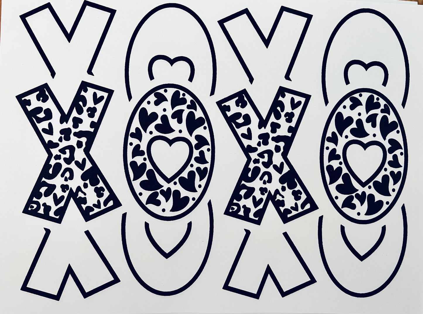 Screen Print Valentine’s Stacked Cheetah XOXO, Ready to Press, Screen Print Transfer, Black Ink Screen Print Transfer