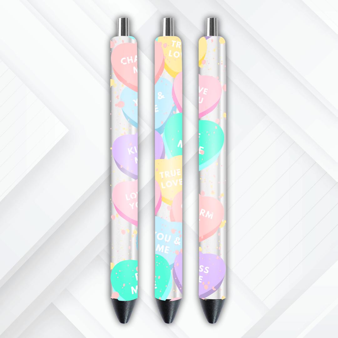 UVDTF Pen Wrap Valentines Conversation Hearts, Heart Wrap, Ready to Apply, Permanent Waterproof Adhesive