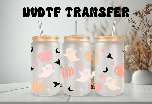 UVDTF Wrap Ghost Pumpkin Witch Hat Halloween 16 oz Can Glass, Mug, 40 oz  Wrap, Ready to apply, Permanent Waterproof Adhesive