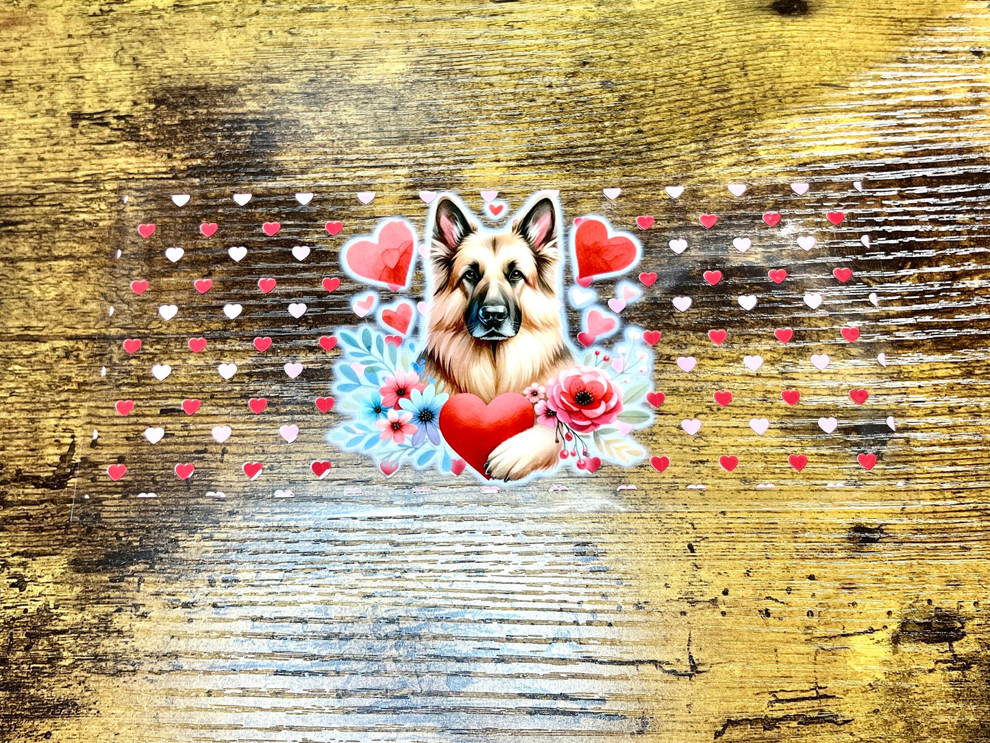 UVDTF Wrap Heart German Shepard Valentine for 16 oz Can Glass Mug Tumbler, Ready to apply, Permanent Waterproof Adhesive