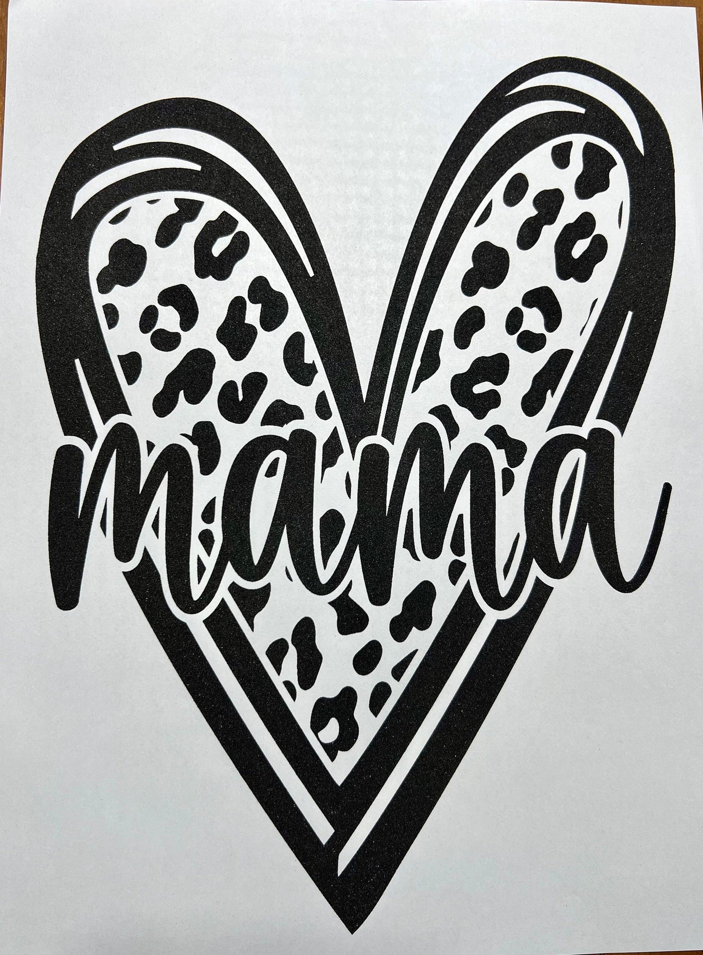 Screen Print Transfer Mama Cheetah Heart Single Color | Ready to Press | Screen Print Transfer | Black Ink Screen Print Transfer