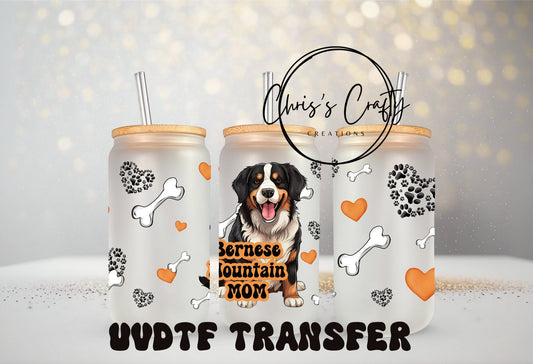 UVDTF Wrap Bernese Mountain Mom for 16oz Can Glass Mug Tumbler, Ready to Apply, Permanent Adhesive