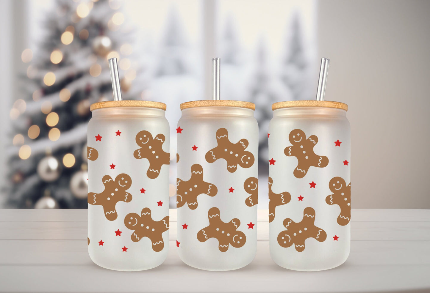 UVDTF Wrap Gingerbread Cookie for 16oz Can Glass, Mug, or  Tumbler, Ready to Apply, Permanent Waterproof Adhesive
