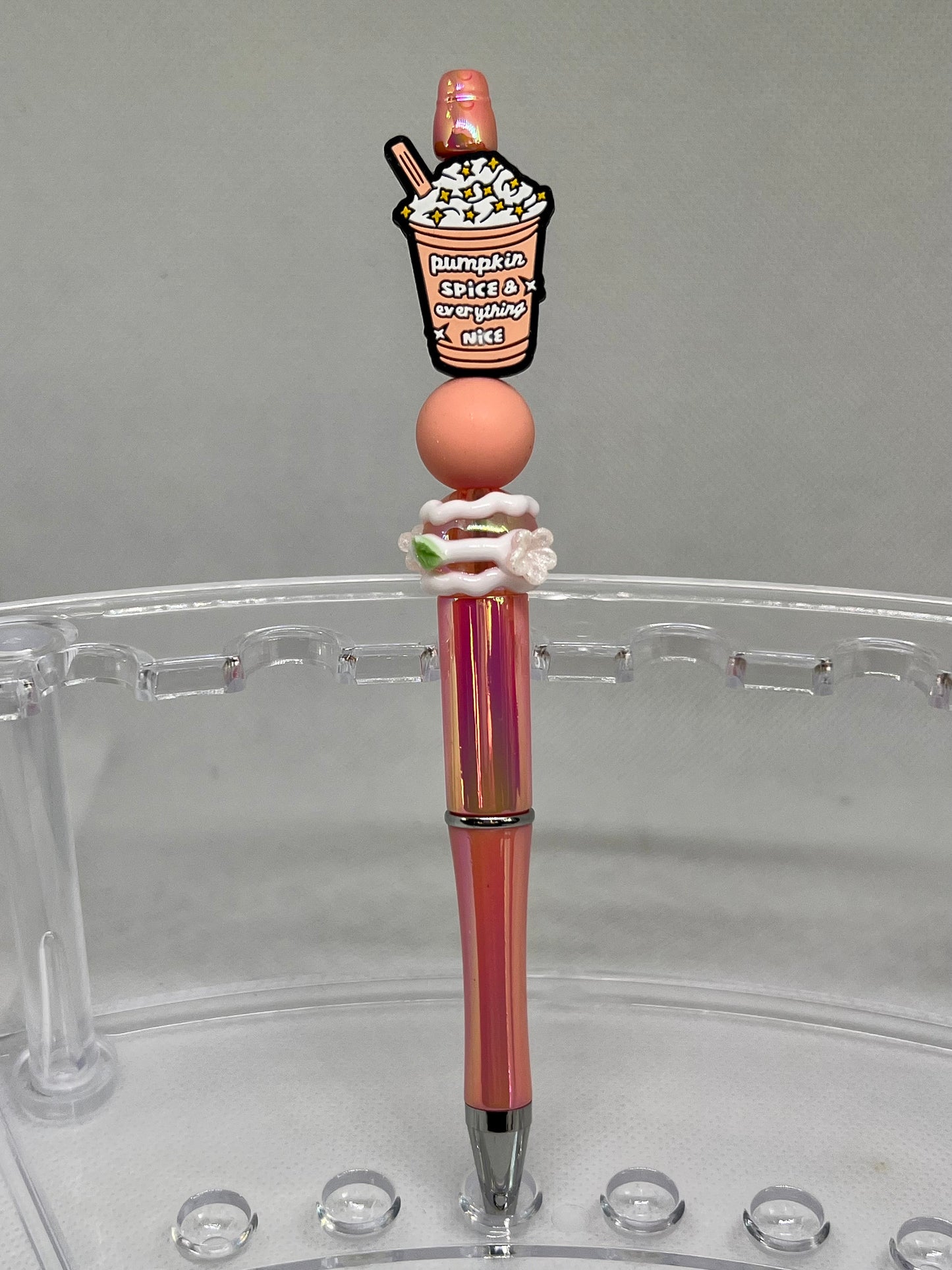 Pumpkin Spice Beaded Pen Everything Nice, Fun Pens Acrylic Beads, Custom Pen, Retractable Ink Pen, Gifts for her, Gifts for Teacher,