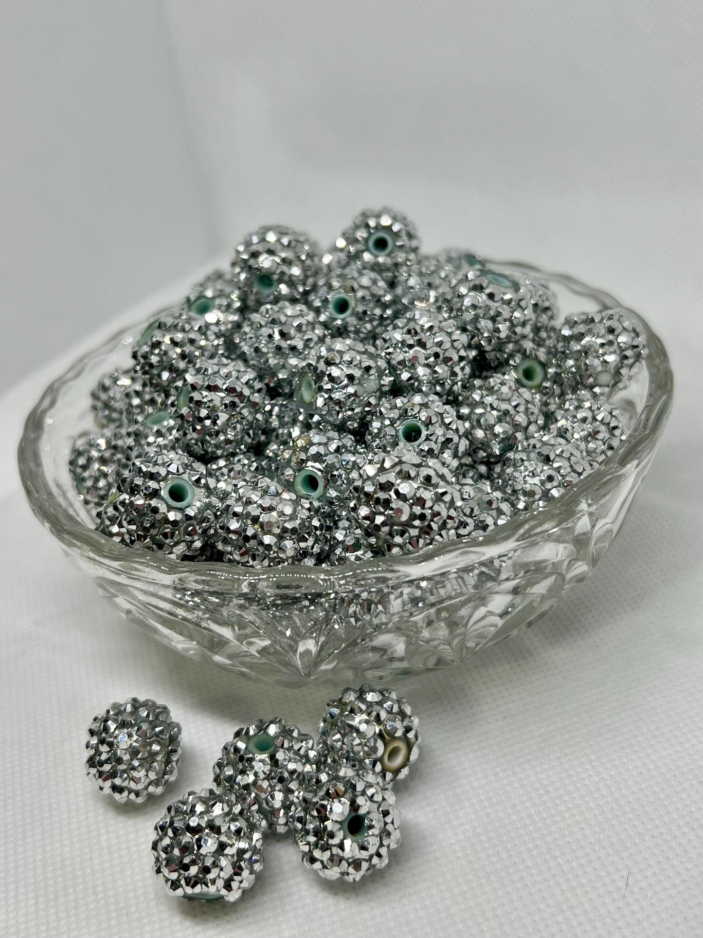 Acrylic Beads 14mm  Rhinestone Silver Beads , Acrylic Gumball Beads in Bulk, 14mm Beads, 14mm Bubble Gum Beads, DIY ideas