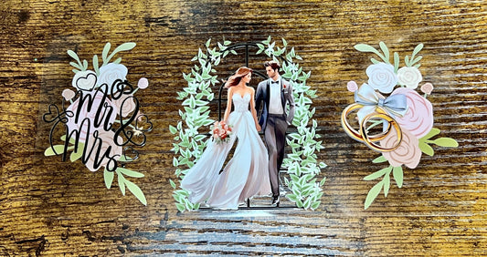 UVDTF Wrap Bride Mrs. & Mr. for 16oz can glass Mug Tumbler, Wedding Gift, Ready to apply, Gifts for Her, Permanent Waterproof Adhesive