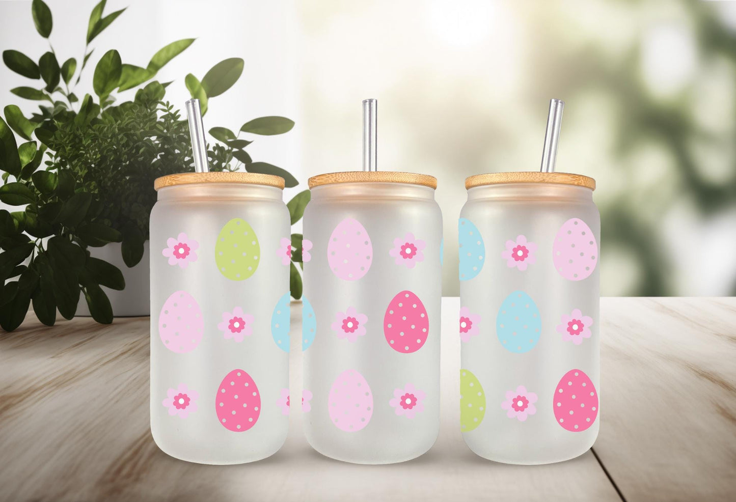 UVDTF Wrap Floral Easter Eggs for 16oz Can Glass, Mug, or Tumbler, Ready to Apply, Permanent Waterproof Adhesive