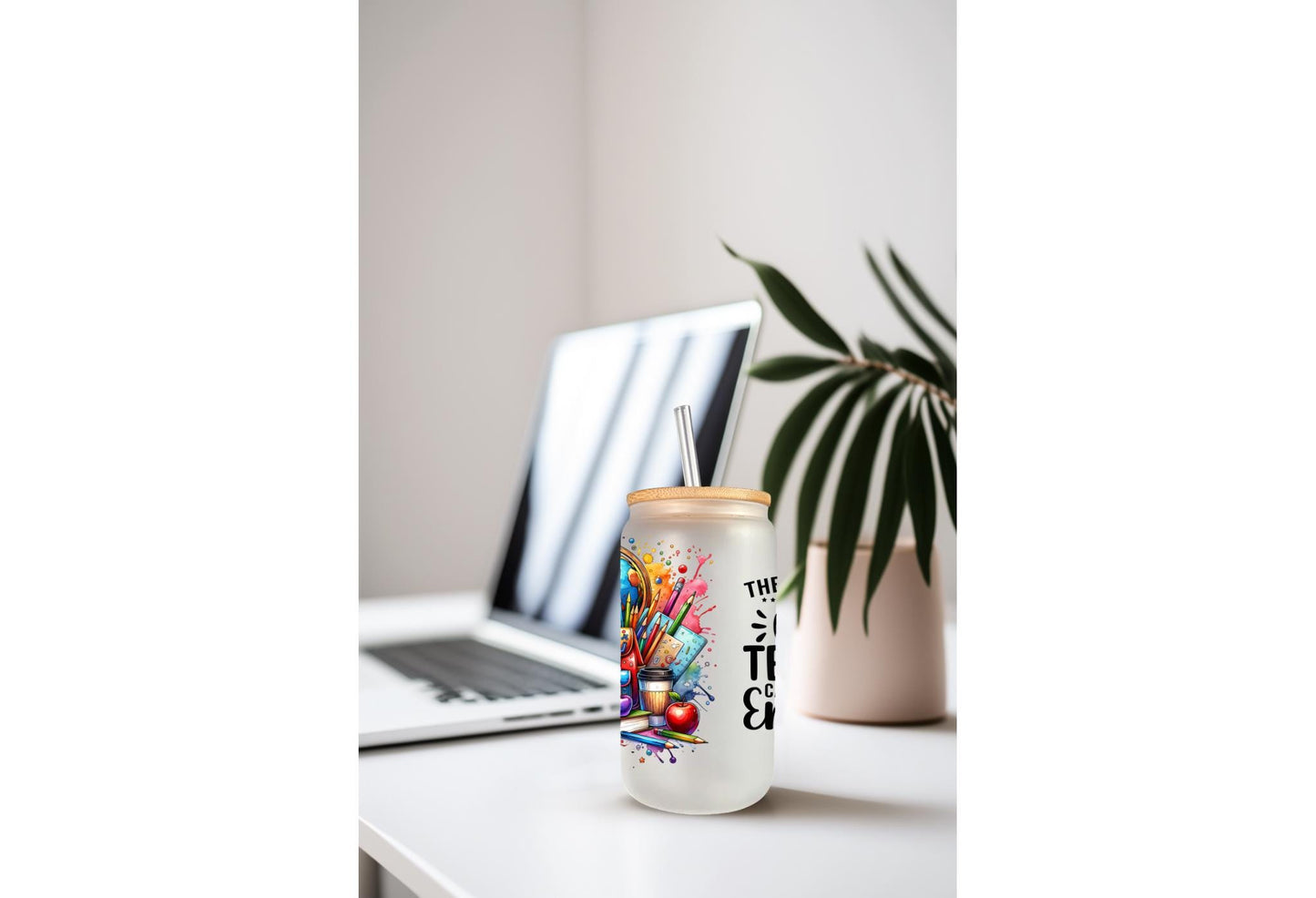 UVDTF Wrap Good Teacher 16oz Can Glass Mug Tumbler, Teacher Gift, Ready to Apply, Permanent Waterproof Adhesive
