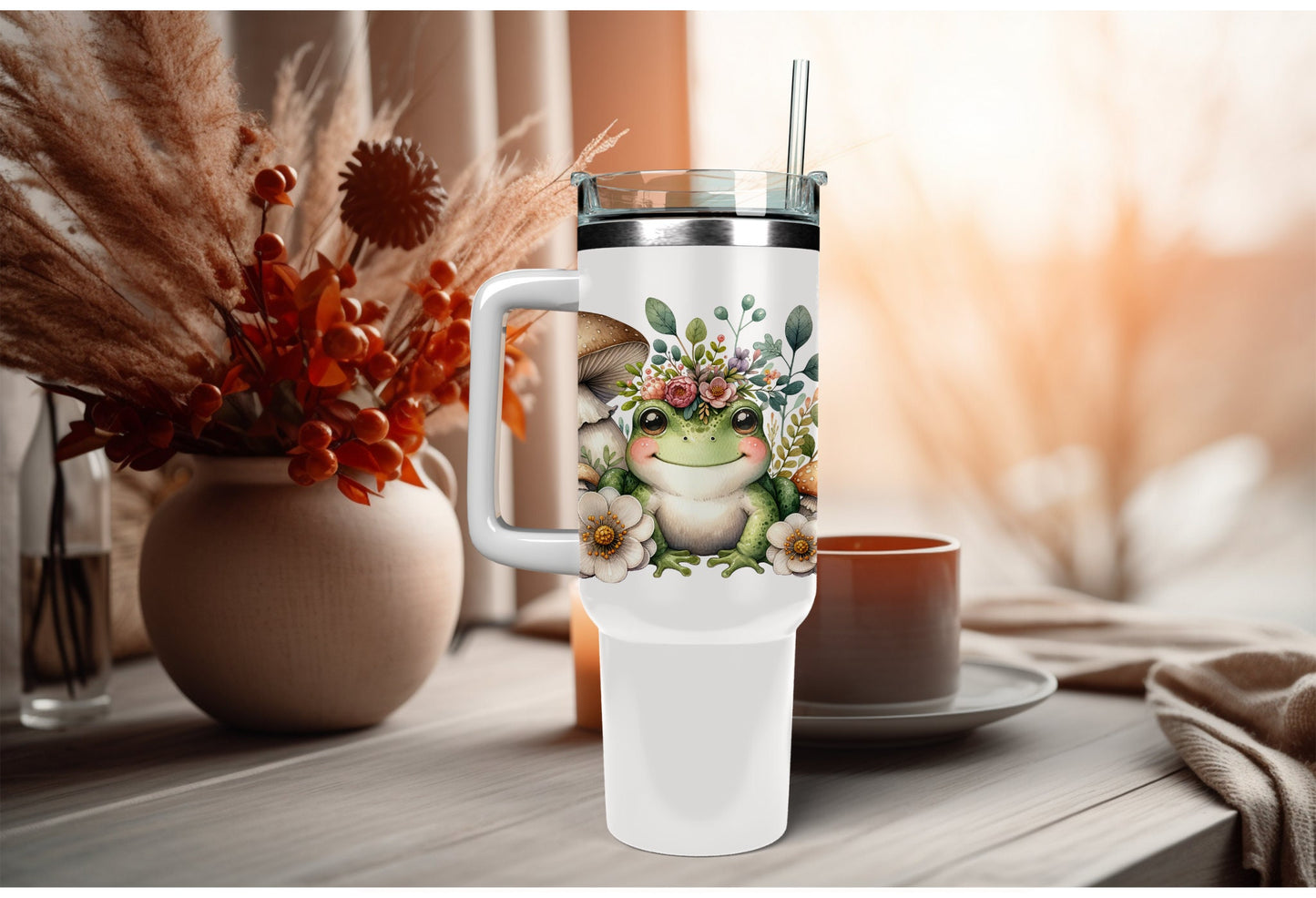 UVDTF Wrap Cute Frog Mushrooms 16oz Can Glass, Mug Tumbler, Frog Wrap, Ready to apply, Permanent Adhesive, Double sided option