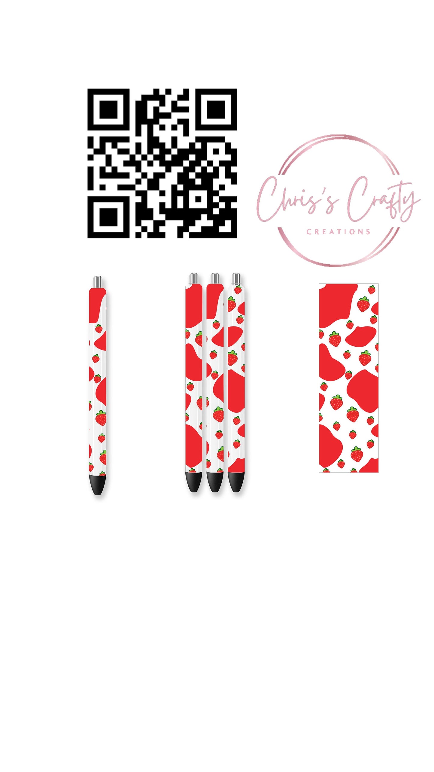 UVDTF Pen Wrap Strawberry Cow Print, Ready to Apply,  Permanent Waterproof Adhesive