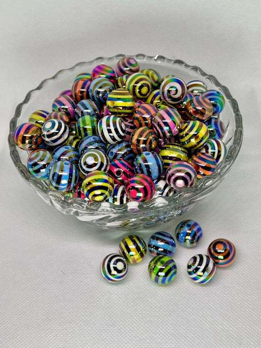 16mm Shiny Swirl Stripes Acrylic Beads, Acrylic Gumball Beads in Bulk, 16mm Beads, 16mm Bubble Gum Beads, DIY ideas