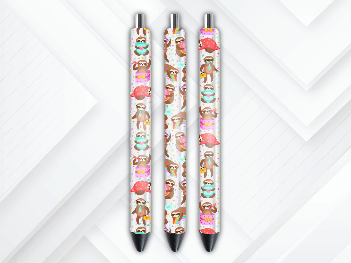 UVDTF Pen Wrap Cute Sloths, Sloth Pen Wrap, Ready to apply, Permanent Waterproof Adhesive