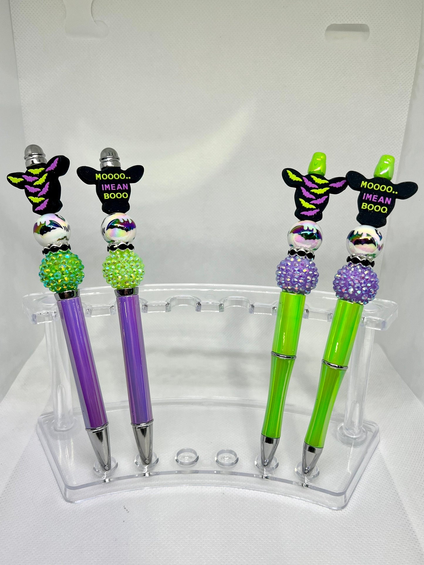 Beaded Pen Cow Moo I Mean Boo Bats, Fun Pens Acrylic Beads, Custom Pen, Retractable Ink Pen, Gifts for her, Teacher, Nurses, Medical