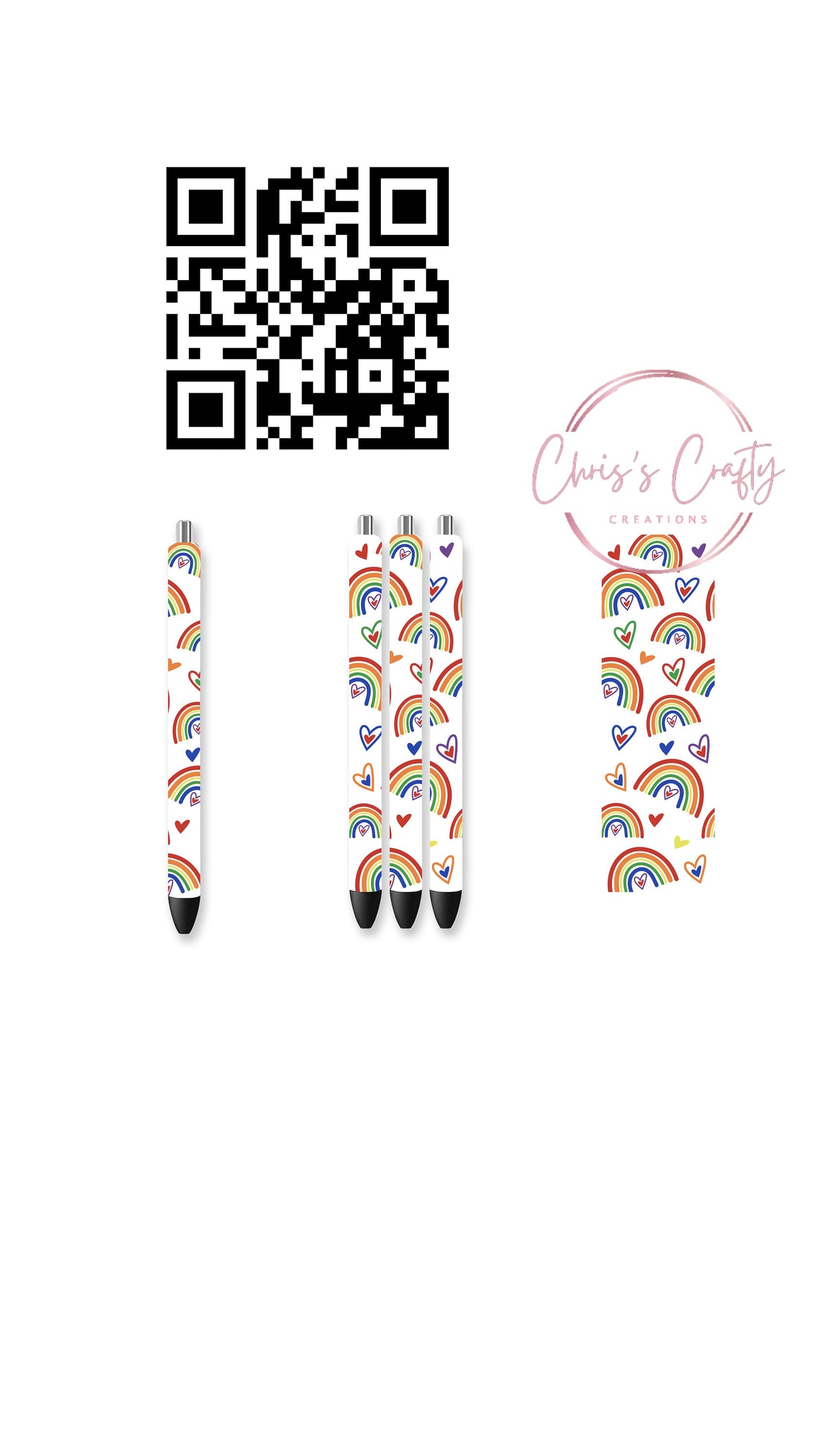 UVDTF Pen Wrap Rainbow Hearts, Ready to Apply, Permanent Waterproof Adhesive