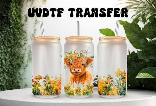 UVDTF Wrap Highland Cow Floral