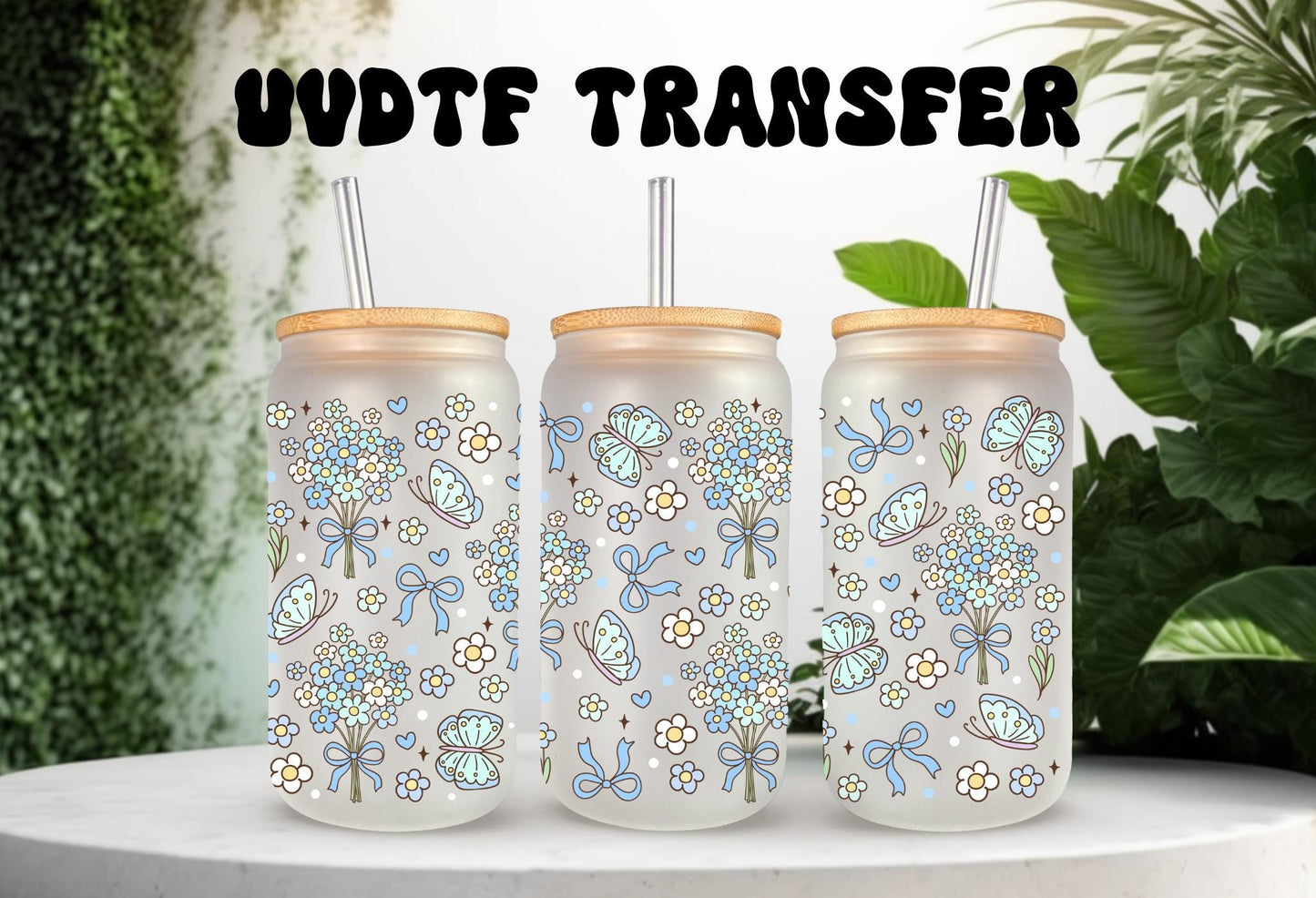 UVDTF Wrap Floral Butterfly Bow Just Breathe Wrap