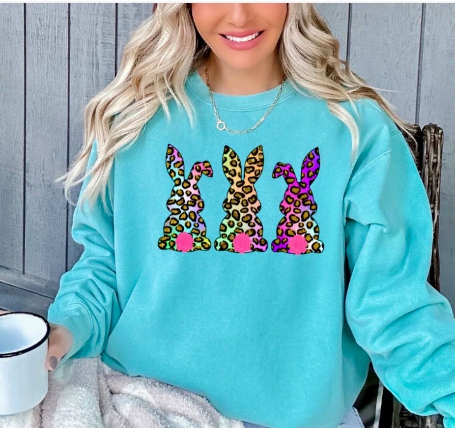 Screen Print Easter Bunnies Leopard Colorful