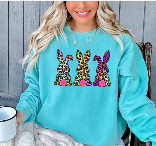 Screen Print Easter Bunnies Leopard Colorful