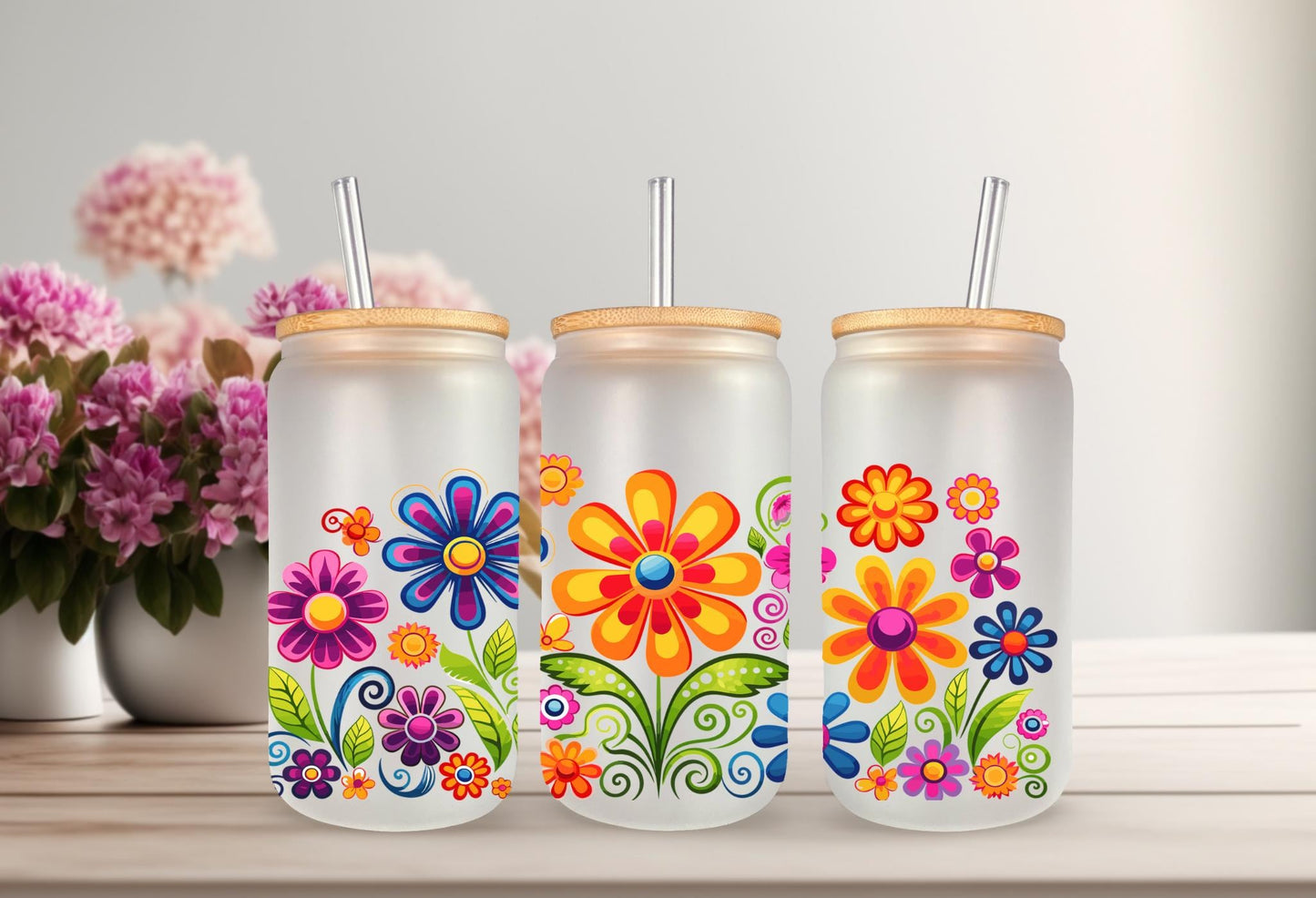UVDTF Wrap Colorful Retro Flowers