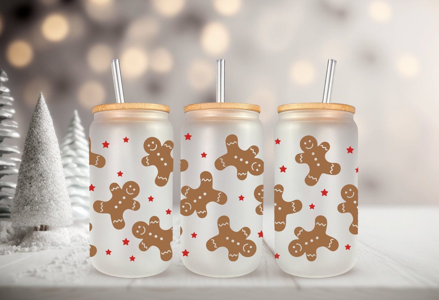 UVDTF Wrap Gingerbread Cookie for 16oz Can Glass, Mug, or  Tumbler, Ready to Apply, Permanent Waterproof Adhesive