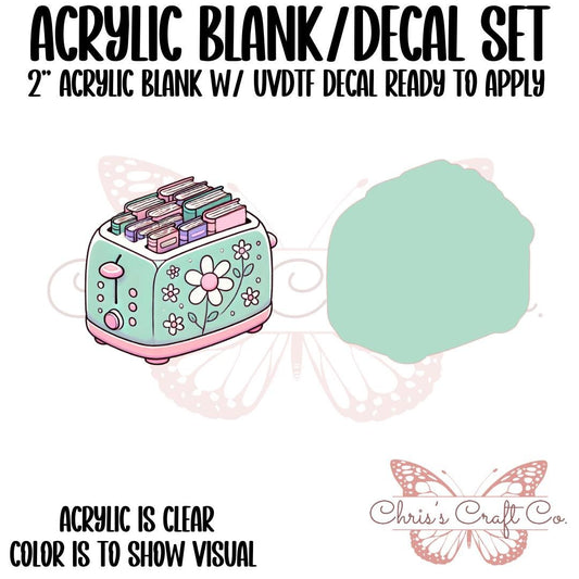 Acrylic Blank Decal Set Books Toaster, DIY Badge Reels, Bow Blank UVDTF sticker, Unfinished Badge Reel, Badge Reel Blank