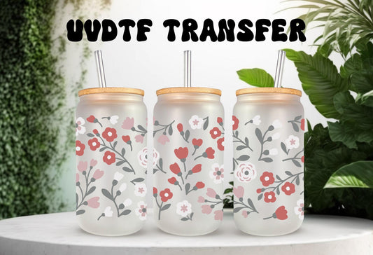 UVDTF Wrap Floral Summer Bloom for 16oz Can Glass Mug Tumbler, Flower Wrap, Ready to Apply, Permanent Waterproof Adhesive