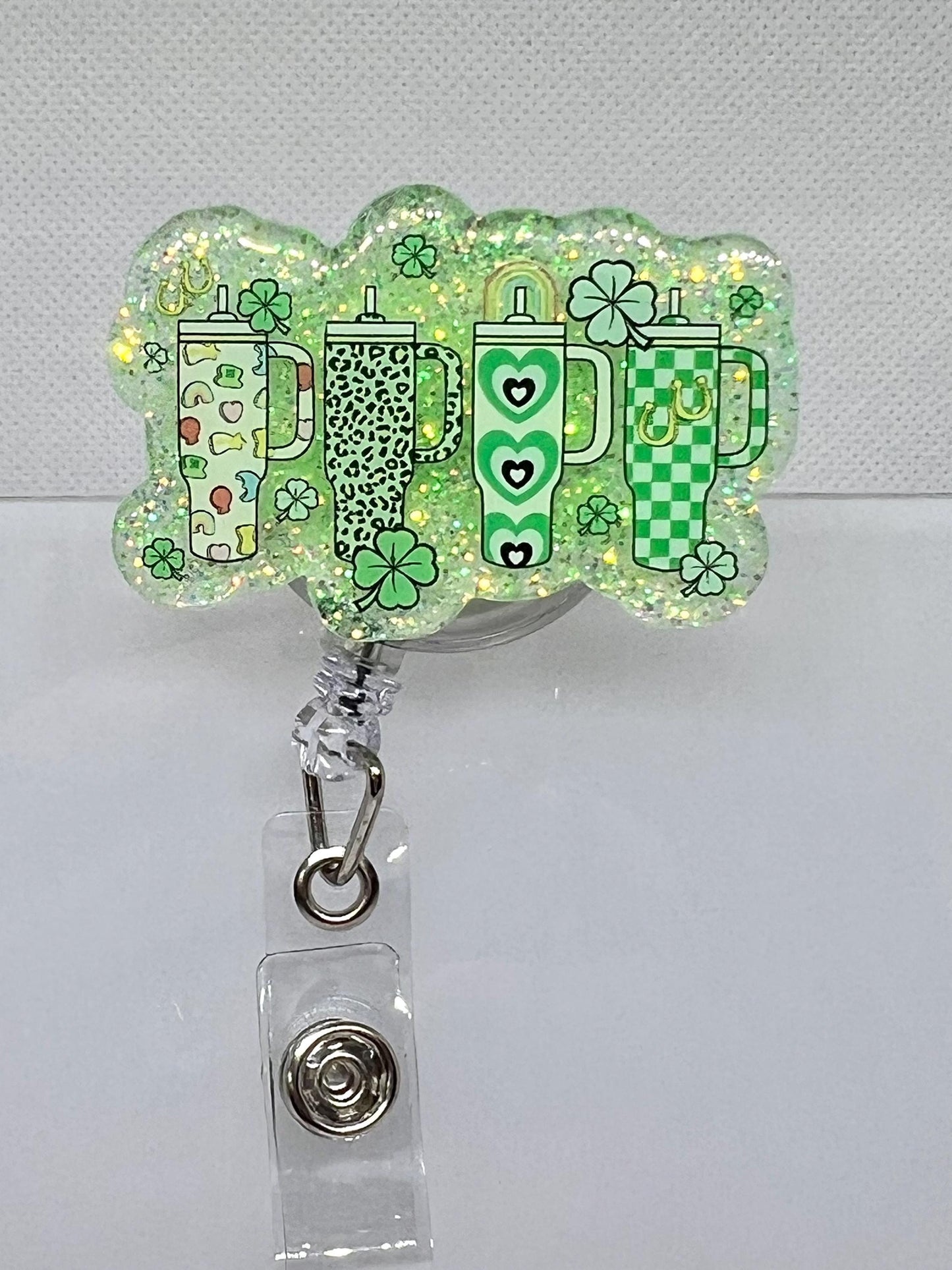 St. Patrick Tumbler Lucky Charms Acrylic Blank UVDTF Decal Set, Diy Badge Reels, UVDTF sticker, Unfinished Badge Reel, Badge Reel Blanks