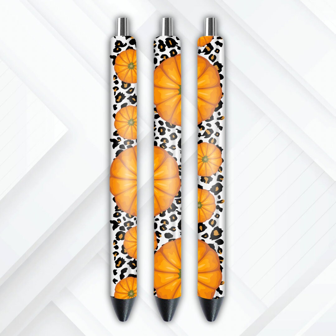 UVDTF Pen Wrap Pumpkins Leopard Print, Halloween Pen Wrap, Permanent Adhesive Waterproof, Ready to apply