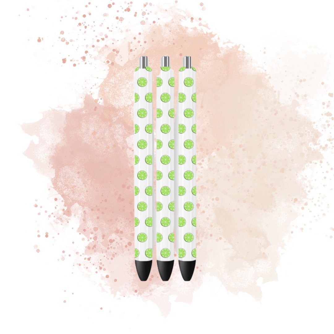 UVDTF Pen Wrap Key Lime, Fruit Green Lime Pen wrap, Pen Wrap, Epoxy Pen Wrap, Ready to Apply, Permanent Waterproof Adhesive