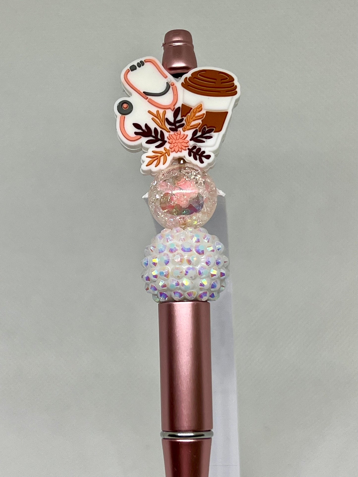 Nurse Beaded Pen Stethoscope Iced Coffee,  Funny Pen, Retractable Ink Pen, Graduation Gift, Nurse Gift, Gifts for Her, Gifts for Him