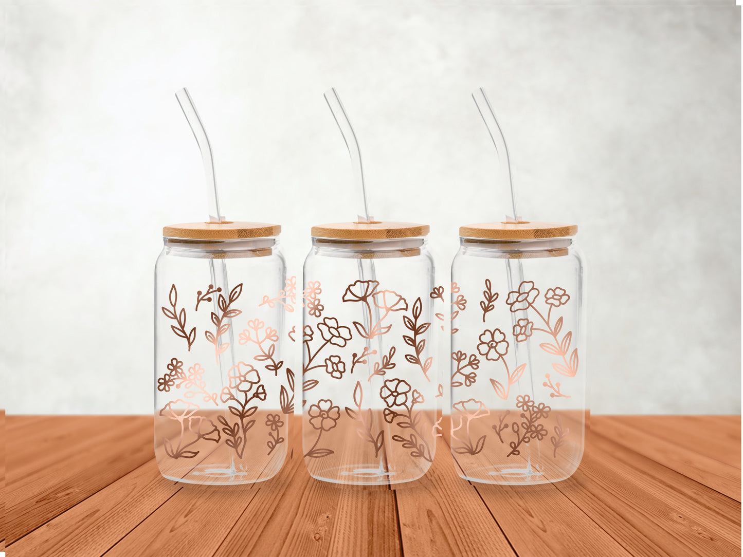 UVDTF Wrap Boho Wild Flowers for 16oz Can Glass Mug Tumbler, Ready to Apply, Permanent Waterproof Adhesive, Double Sided Print Option