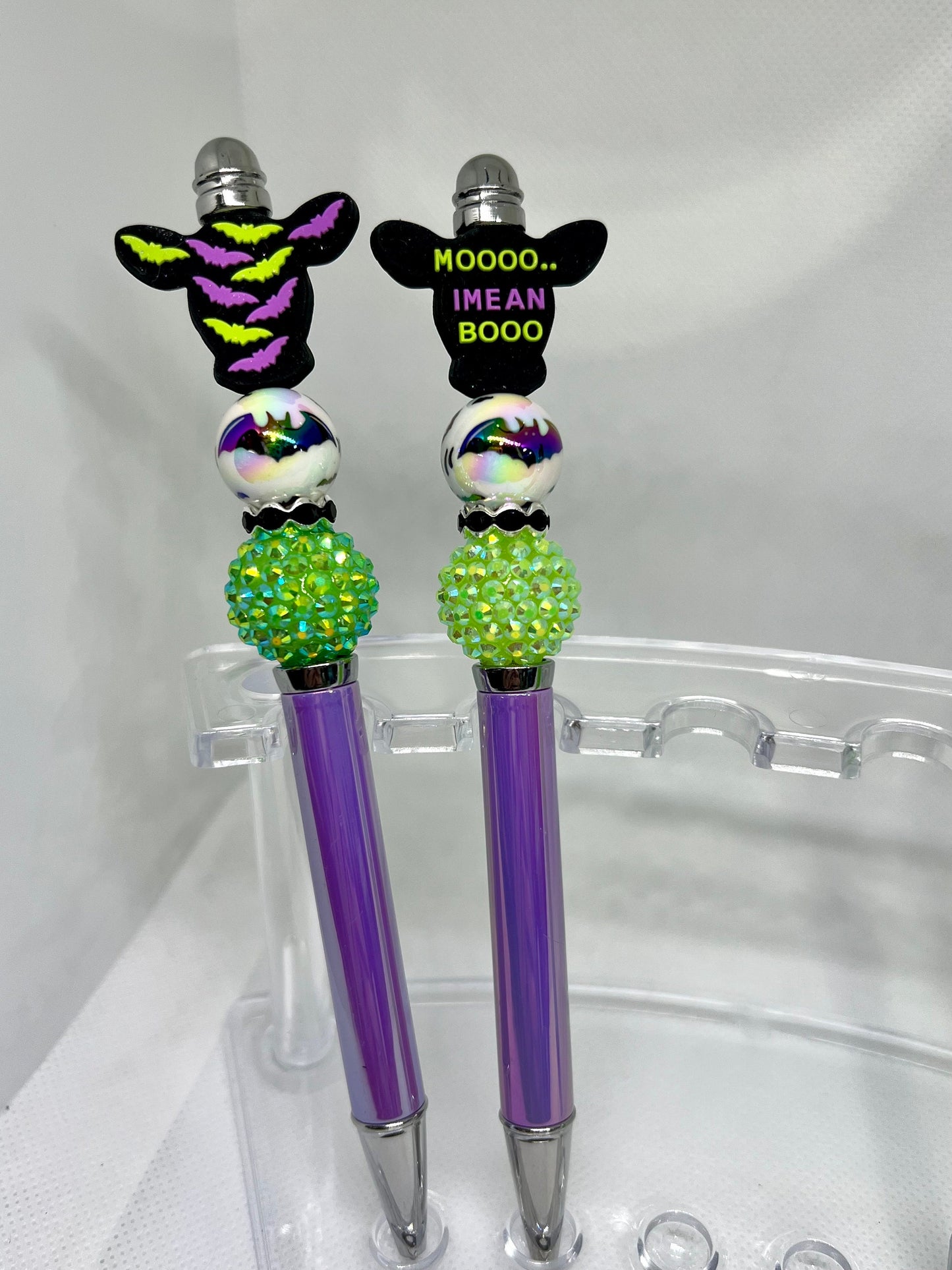 Beaded Pen Cow Moo I Mean Boo Bats, Fun Pens Acrylic Beads, Custom Pen, Retractable Ink Pen, Gifts for her, Teacher, Nurses, Medical