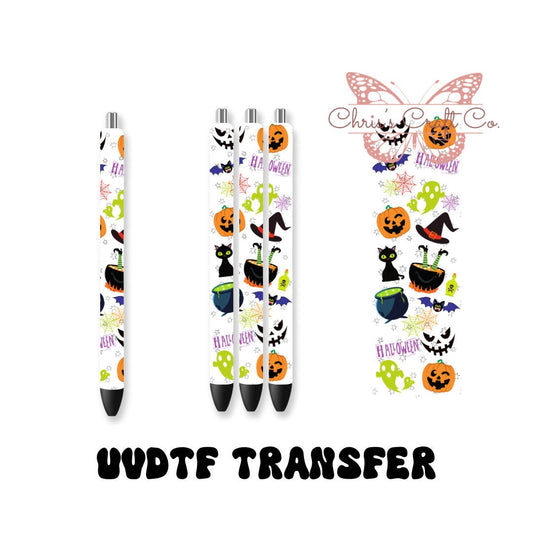UVDTF Pen Wrap Witch Bat Cauldron Spider Webs, Halloween Pen Wrap, Permanent Adhesive Waterproof, Ink Joy, Ready to apply