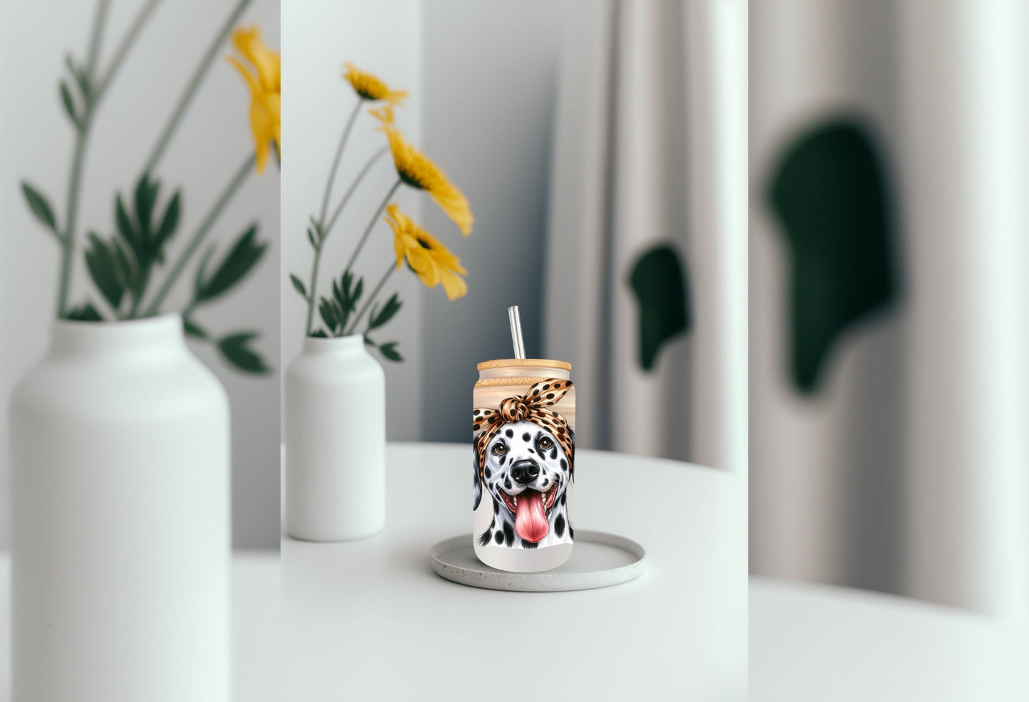 UVDTF Wrap Cute Dalmatian 16oz Can Glass Wrap  Mug Tumbler, Dog Mom, Ready to apply, Permanent Adhesive Waterproof, Add on a Cup