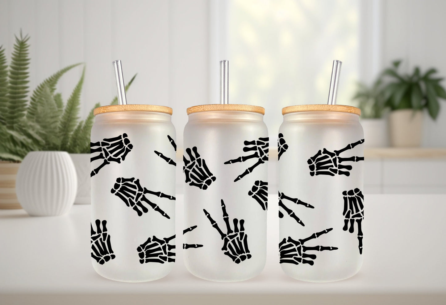 UVDTF Wrap Halloween Skeleton Hands Peace