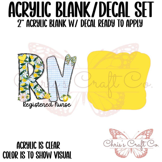 Acrylic Blank RN Lemons UVDTF Decal Set, Diy Badge Reels, UVDTF sticker, Unfinished Badge Reel, Badge Reel Blanks