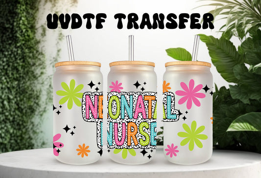 UVDTF Wrap Retro Neonatal Nurse Dalmatian Dots for 16oz Can Glass Mug Tumbler, Ready to Apply, Permanent Adhesive, Exclusive Design