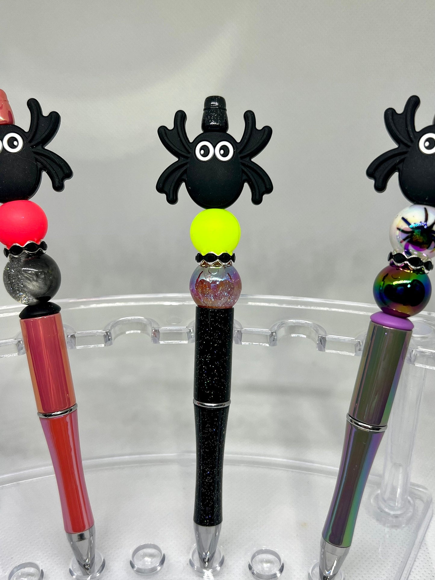 Beaded Pen Halloween Black Spider, Fun Pens Acrylic Beads, Custom Pen, Retractable Ink Pen, Gifts for her, Teacher, Nurses, Medical
