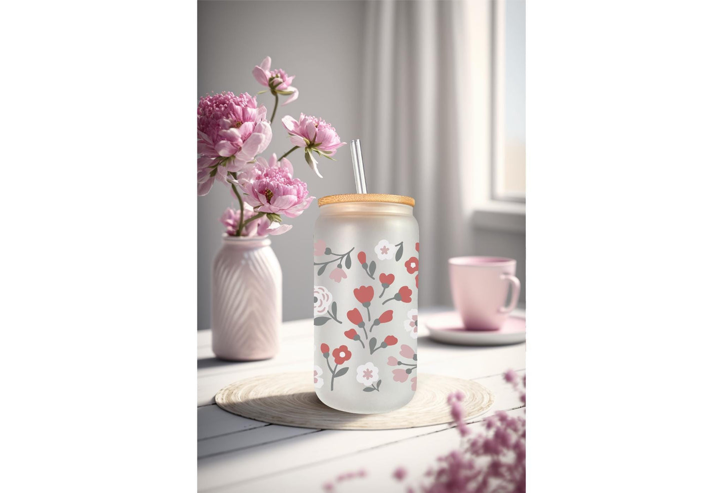 UVDTF Wrap Floral Summer Bloom for 16oz Can Glass Mug Tumbler, Flower Wrap, Ready to Apply, Permanent Waterproof Adhesive