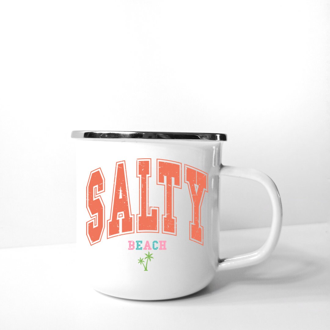 UVDTF Decal Salty Beach, Beach Vibes 16oz Can Glass, Mugs, or Tumbler, Shot glass, Keychain, Ready to Apply, Permanent Adhesive Waterproof