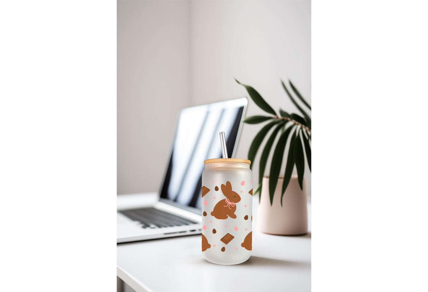 UVDTF Wrap Chocolate Bunnies Easter 16oz Can Glass Mug Tumbler, Bunny Wrap, Ready to Apply, Permanent Waterproof Adhesive
