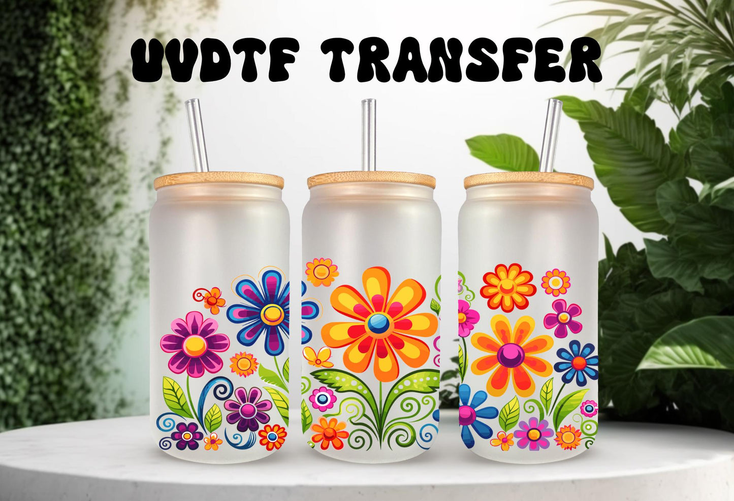 UVDTF Wrap Colorful Retro Flowers