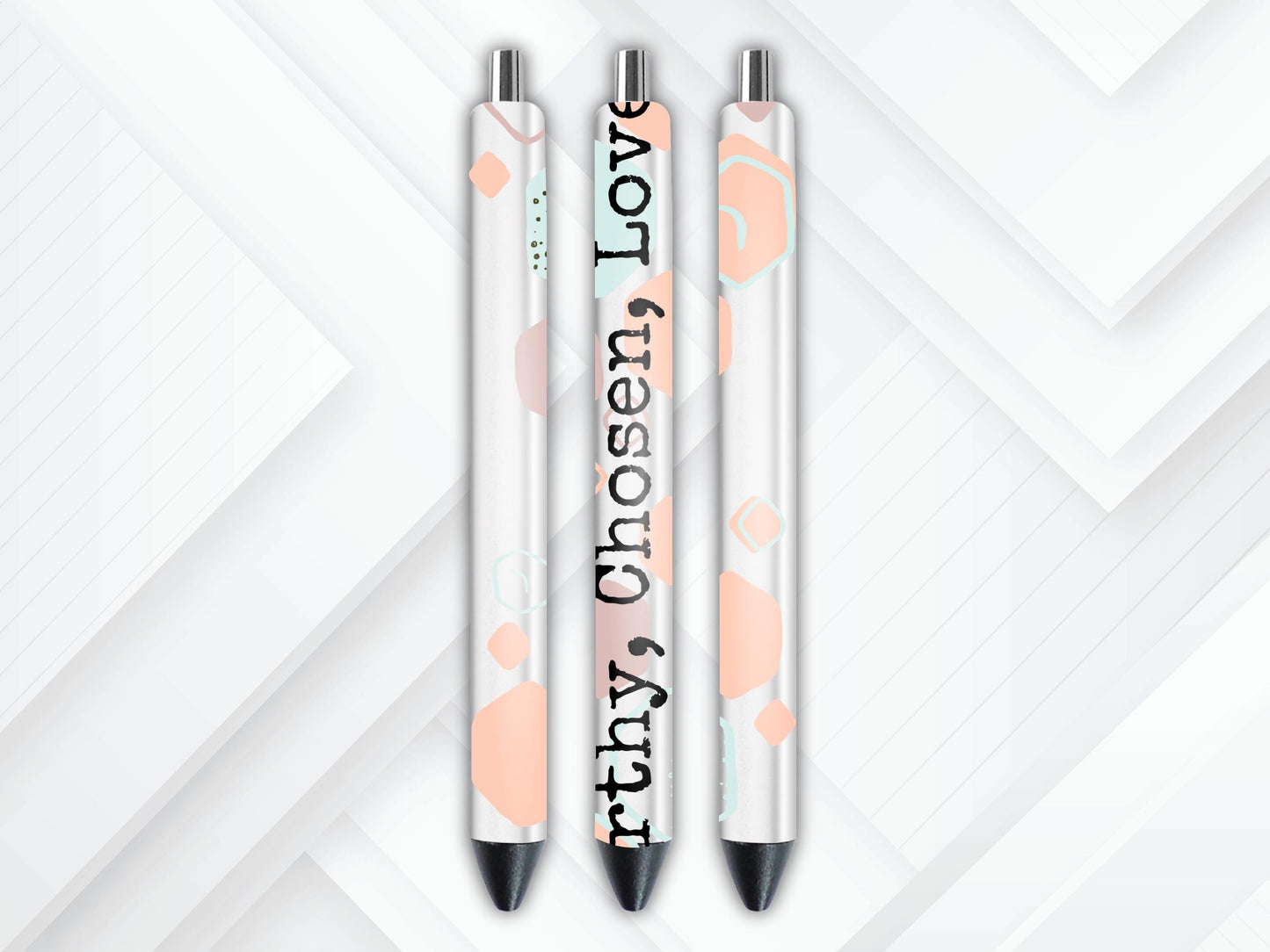UVDTF Wrap Positive Quote for Ink Joy or Glitter Metal Pen, Worthy Chosen Love Pen Wrap, Ready to apply, Permanent Waterproof Adhesive