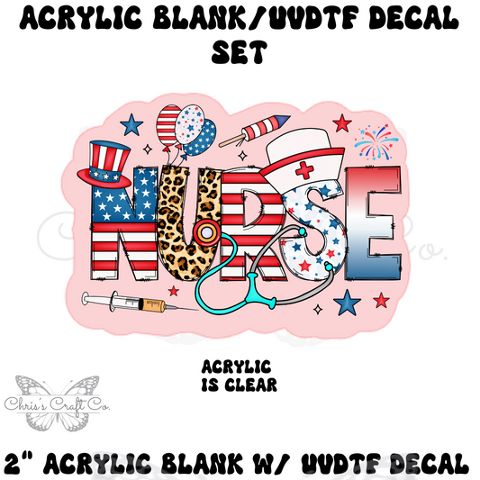 Acrylic Blank Patriotic Nurse Decal, Nurse Badge, DIY Badge Reels, UVDTF sticker, Unfinished Badge Reel, Badge Reel Blanks
