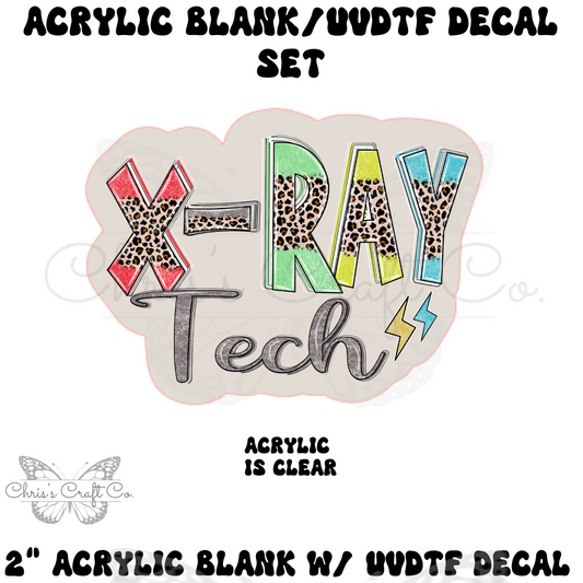 Acrylic Blank Xray Tech, UVDTF Decal Set,  Radiology Badge, Diy Badge Reels, UVDTF sticker, Unfinished Badge Reel, Badge Reel Blanks