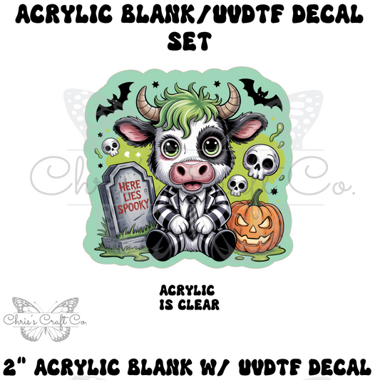 Highland Cow Ghost Acrylic Blank Decal Set, DIY Badge Reels, UVDTF sticker, Unfinished Badge Reel, Badge Reel Blanks