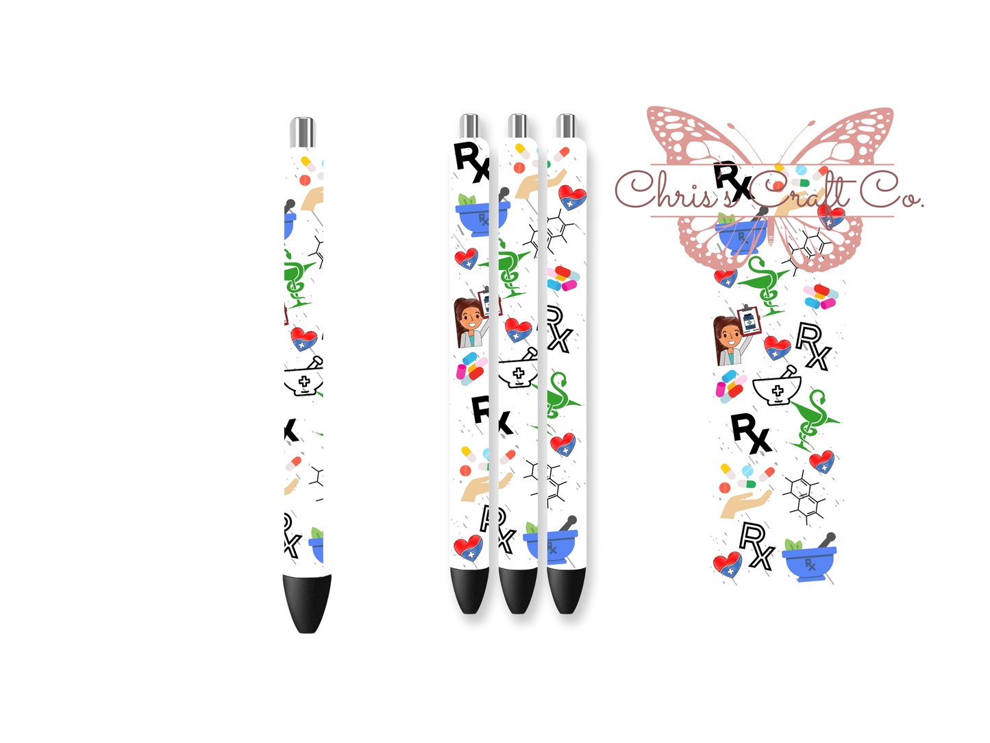 UVDTF Pen Pharmacy Tech, Pharmacist Wrap, Ready to apply, Permanent Waterproof Adhesive