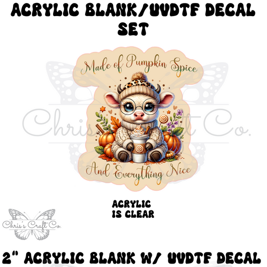 Acrylic Blank Decal Set Highland Cow Pumpkin Spice DIY Badge Reels, Fall Blank UVDTF sticker, Unfinished Badge Reel, Badge Reel Blanks
