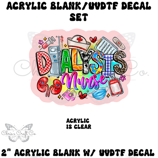 NURSE Acrylic Blank UVDTF Decal Set Dialysis Nurse, Nurse Badge, DIY Badge Reels, UVDTF sticker, Unfinished Badge Reel
