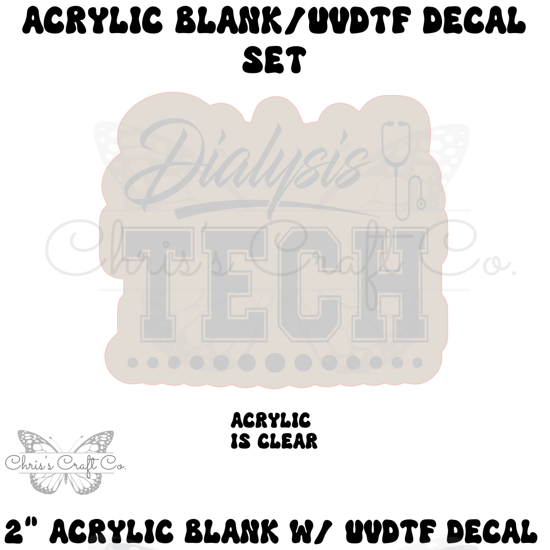 NURSE Acrylic Blank UVDTF Decal Set Dialysis Nurse, Nurse Badge, DIY Badge Reels, UVDTF sticker, Unfinished Badge Reel